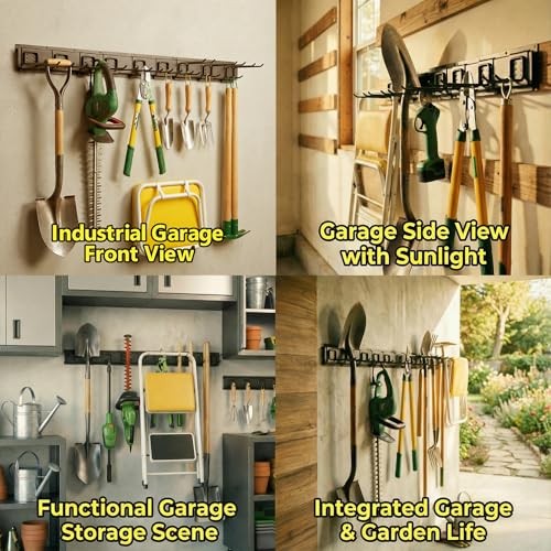 Garage Tool Organizer Wall Mounted, 16 Inches Adjustable Garden Tool