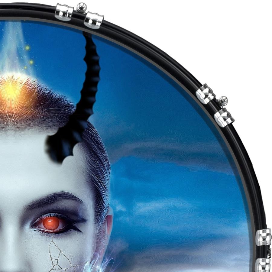 22" Custom Bass Kick Drum Front Head Graphic Graphical Devilish Look