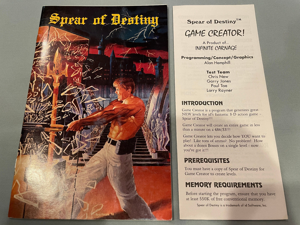 RARE Spear of Destiny + Game Creator Computer Software Manuals ONLY - NO GAMES!