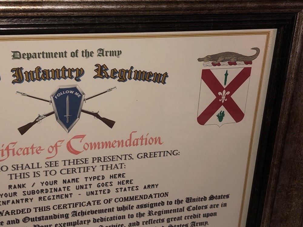 124TH INFANTRY REGIMENT / COMMEMORATIVE - CERTIFICATE OF COMMENDATION