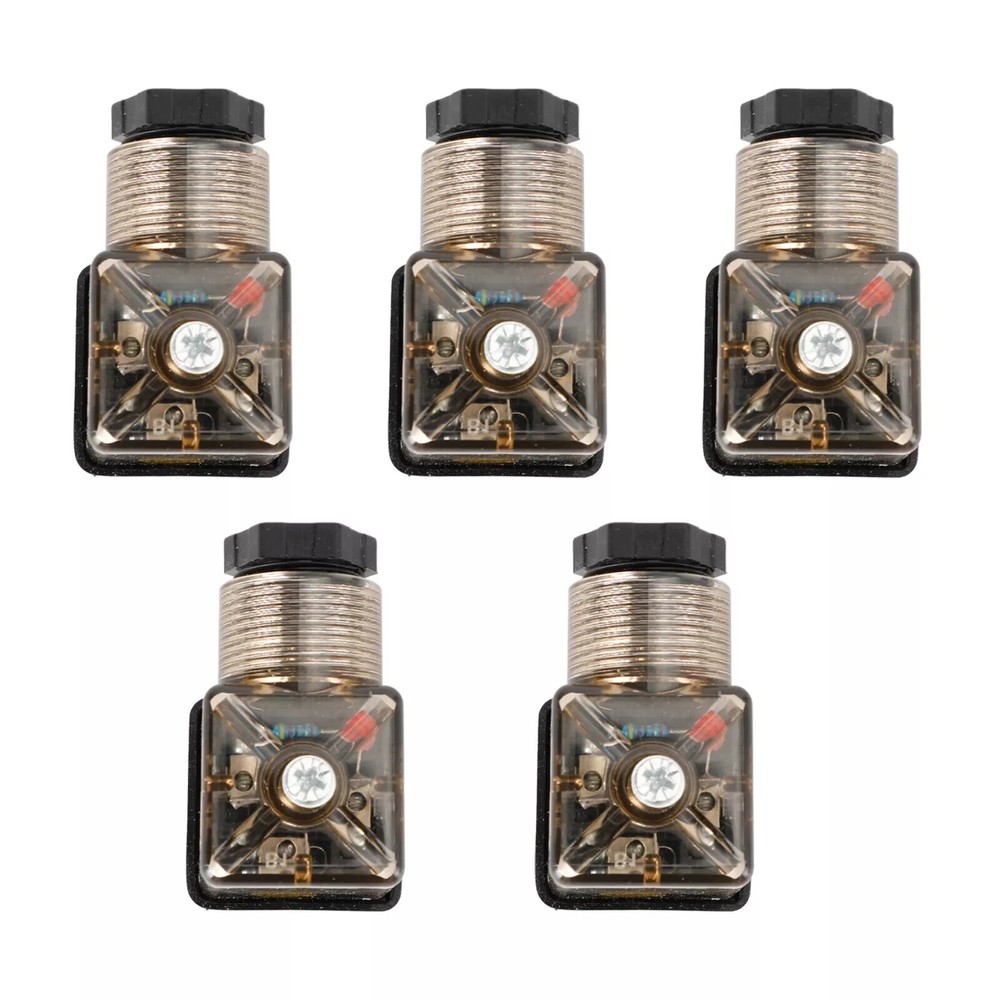 5Pcs Transparent Solenoid Valve Coil 4 Pin Plug Connector Voltage Accessories