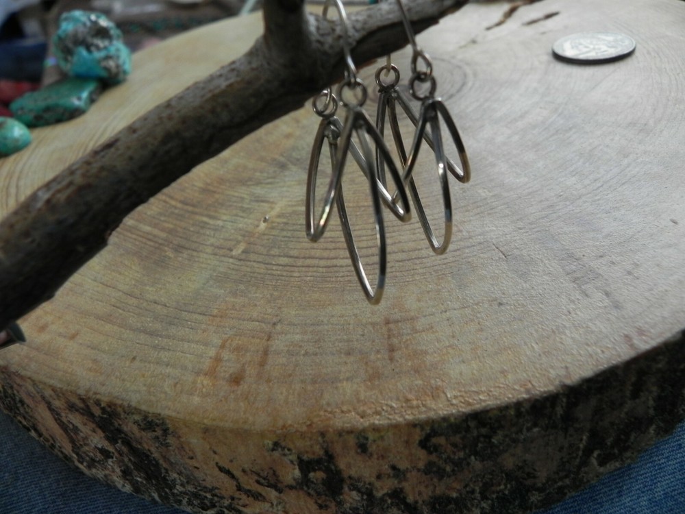Sterling Silver LEAF Shaped Dangle Earrings