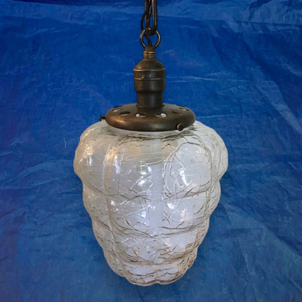 23” Brass Pendant Light Fixture With Huge Globe Newly Wired 19A