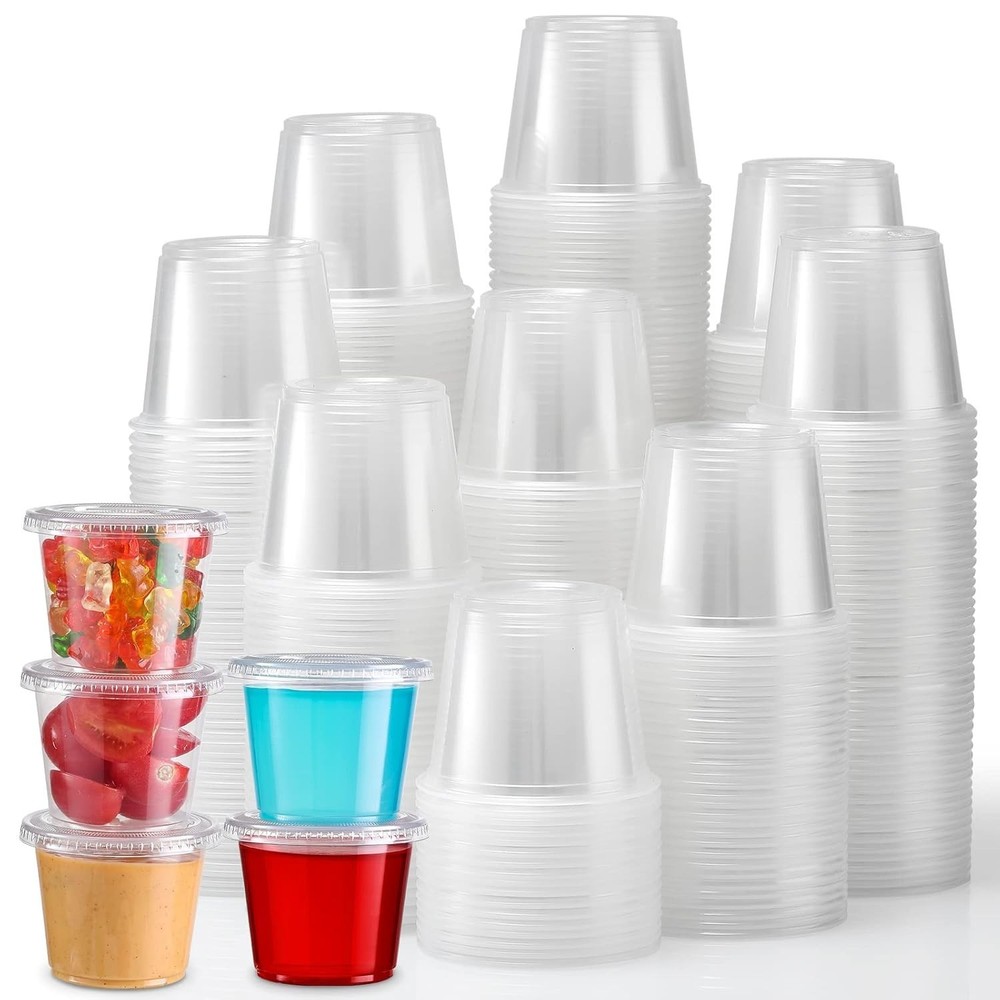 [240 Sets - 5.5 Oz ] Portion Cups with Lids, Small Plastic Airtight and Stackabl