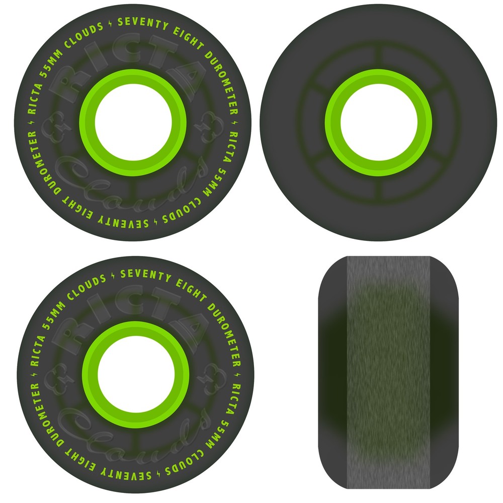 Ricta Skateboard Wheels 55mm Clouds 78A Transparent Black