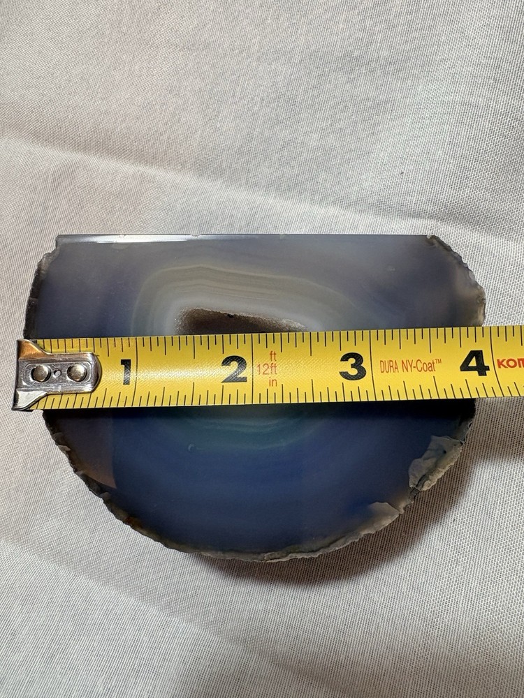 Blue Agate Geode Slice Decorative Crystal Home Deco Mineral Piece