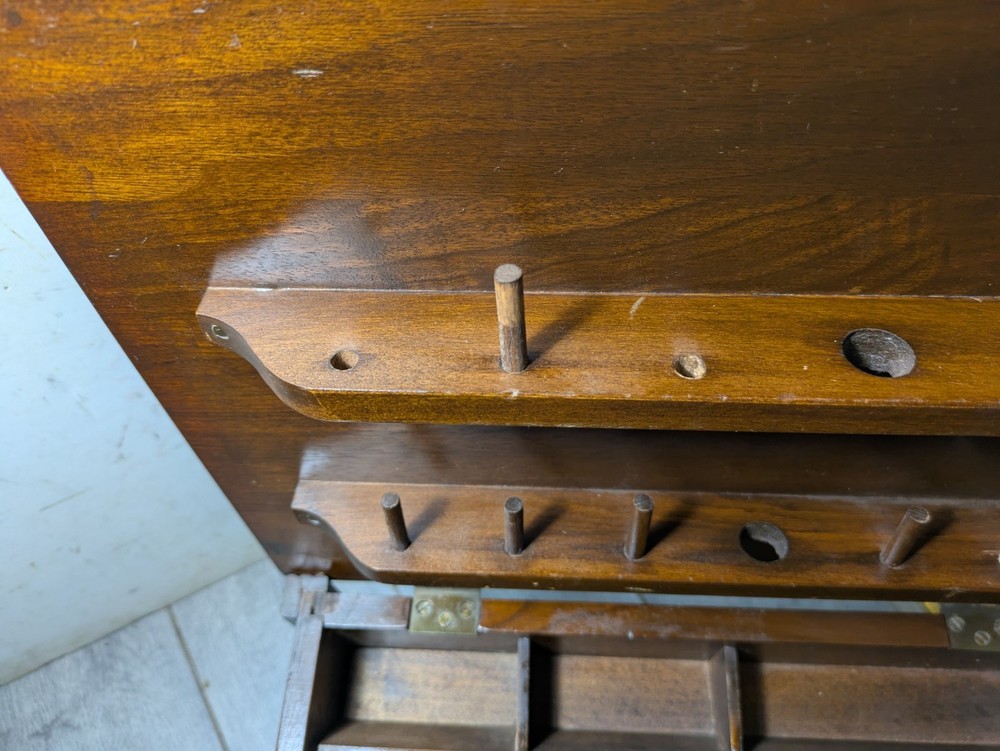Vintage Rustic Colonial Sewing Spool Cabinet Table Thread Holder Box (no legs)