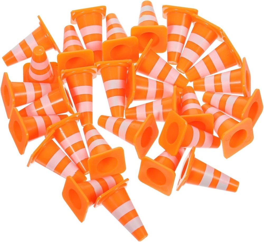 30Pcs Mini Traffic Cones, 1in Mini Cones Orange Small Roadblock Construction ...