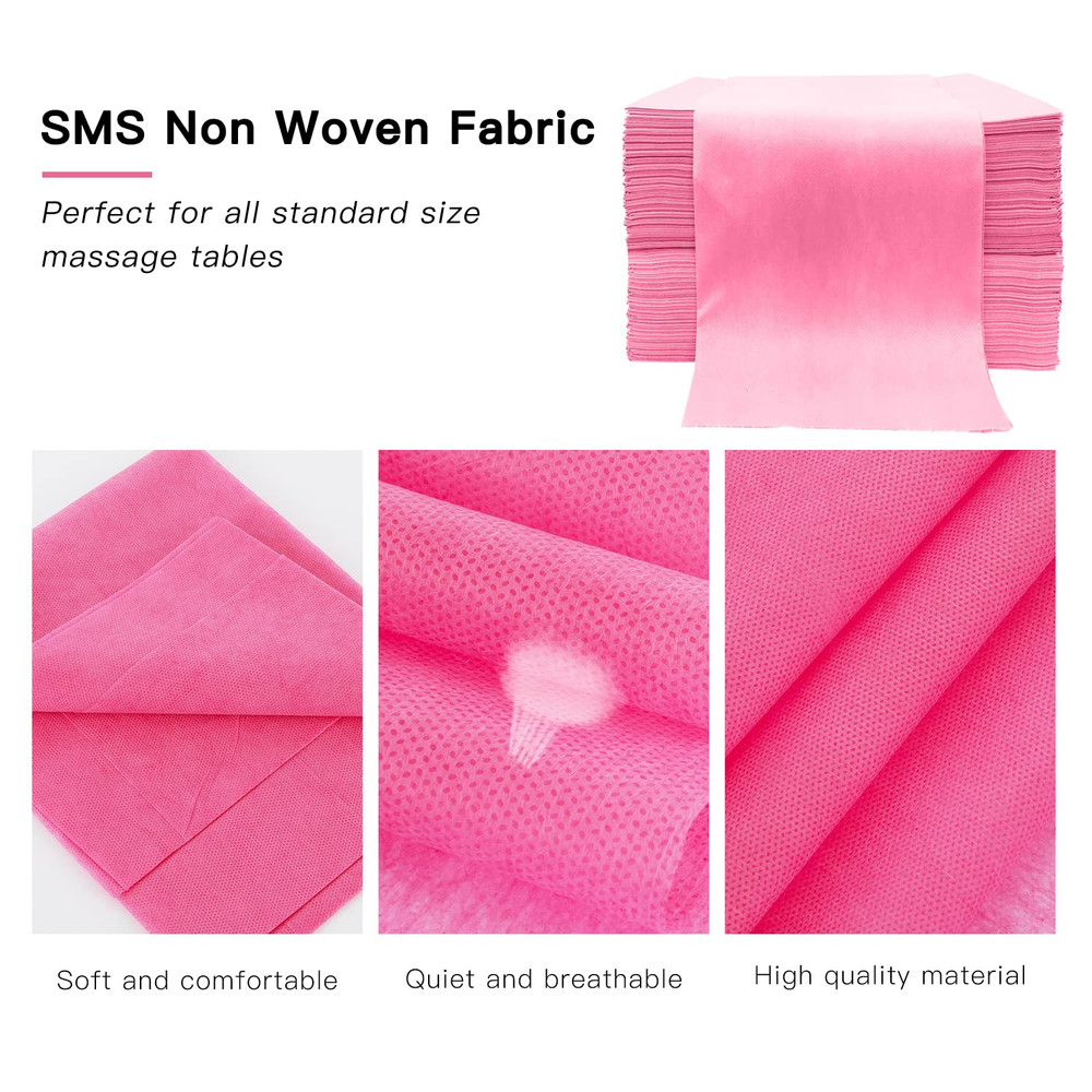 100PCS Disposable Massage Table Sheets, Pink Spa Bed Covers for Esthetician, Spa