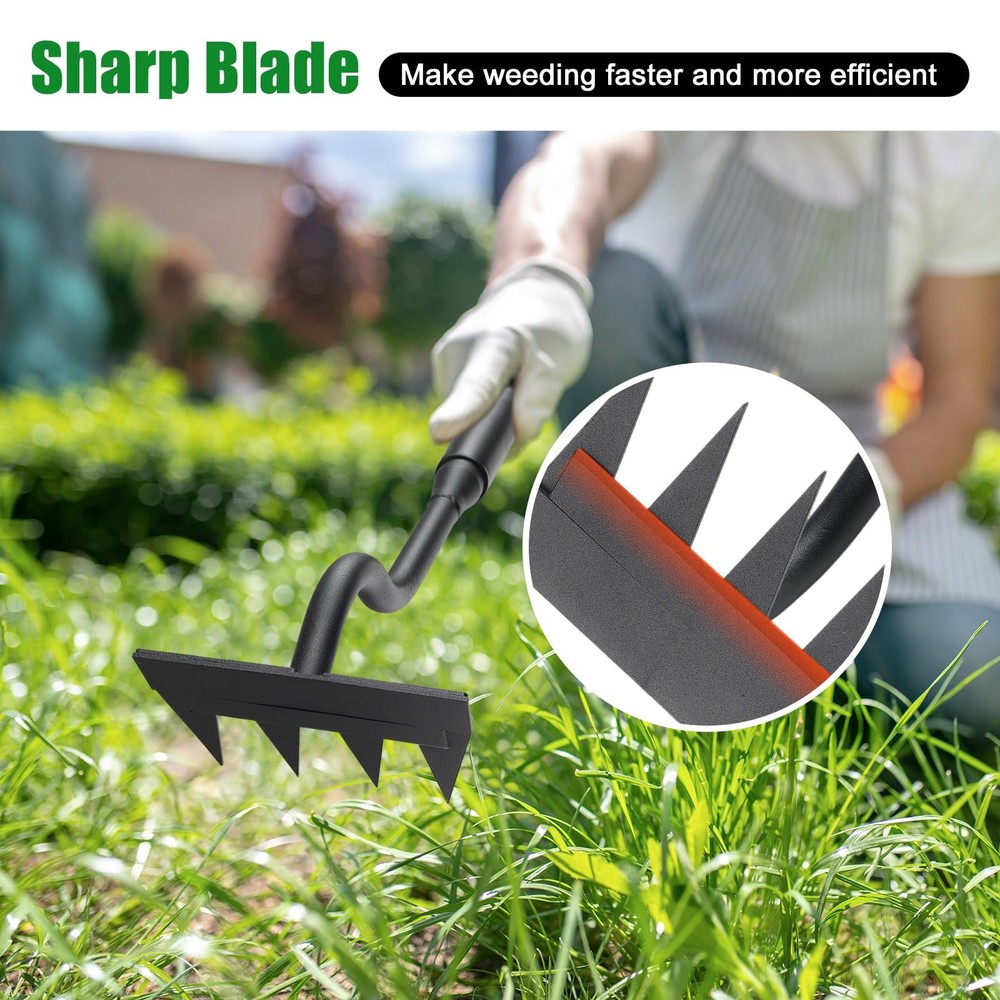 Hoe Garden Tool, Weed Puller Tool Garden Weeding Rake Long Handle 56 inch, 4 ...