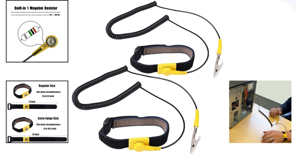 11-Inch Anti Static Wrist Strap for Electronics – Adjustable & Durable Design