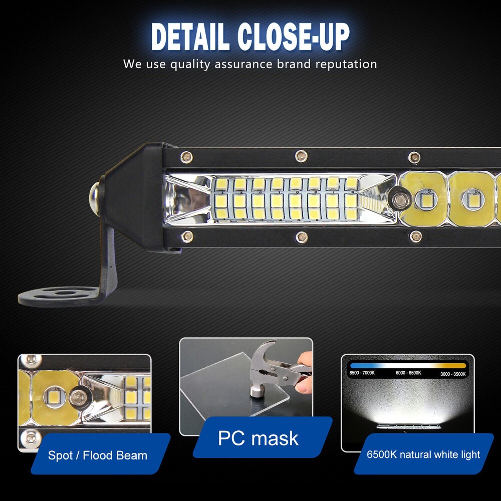 For Can-am X3 Light Bar 10" Single Row Led Light Bar +2PCS 4" Led Work Light Kit
