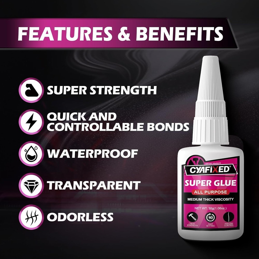 Strong Waterproof Adhesive: Instant Clear Super Glue for Diverse Material Use