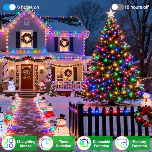 Christmas String Lights Outdoor, 12 Modes and Timer 1500 LED 470FT Multicolor