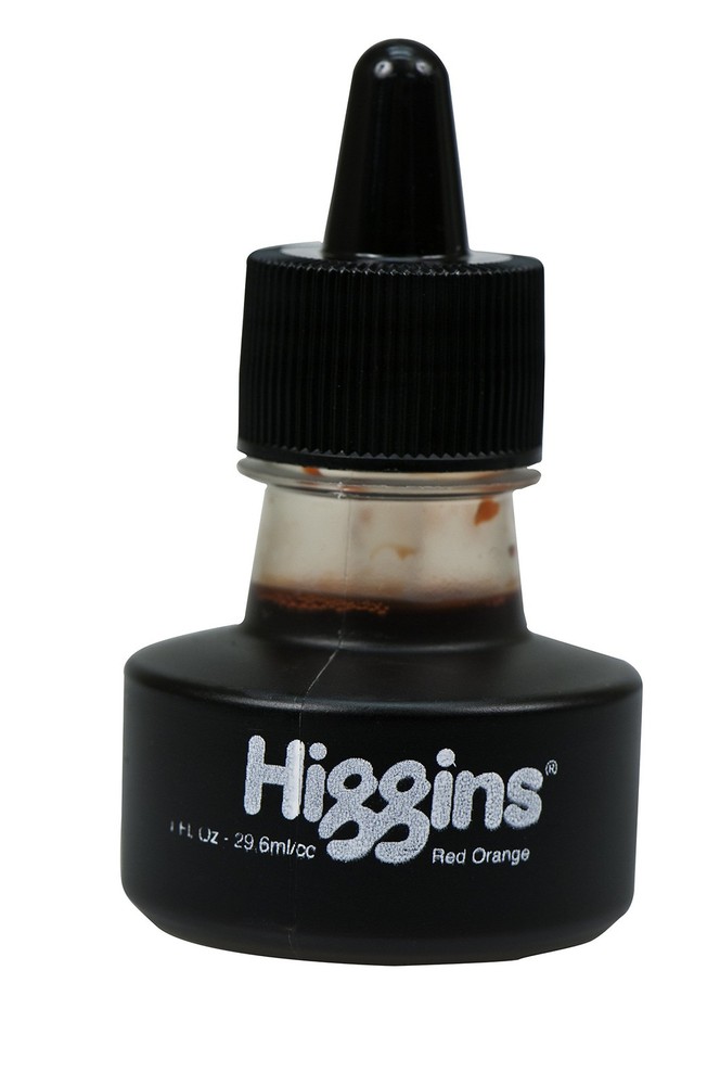 Higgins Dye Based Drawing Ink Red Orange 1 Ounce Bottle Higgins Mixed Materials