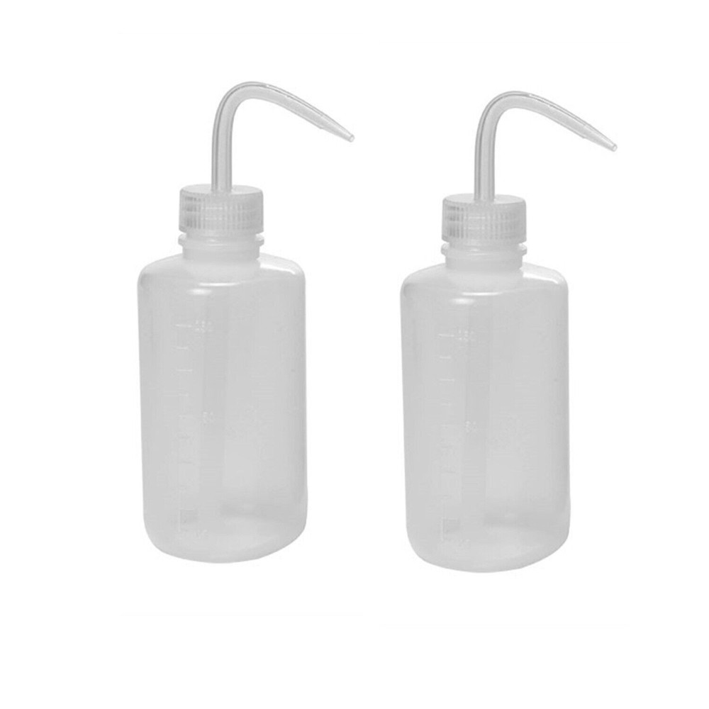 2Pcs 250ml Plastic Washing Bottle Graduated Bottle Bent Mouth Lab Plasticware