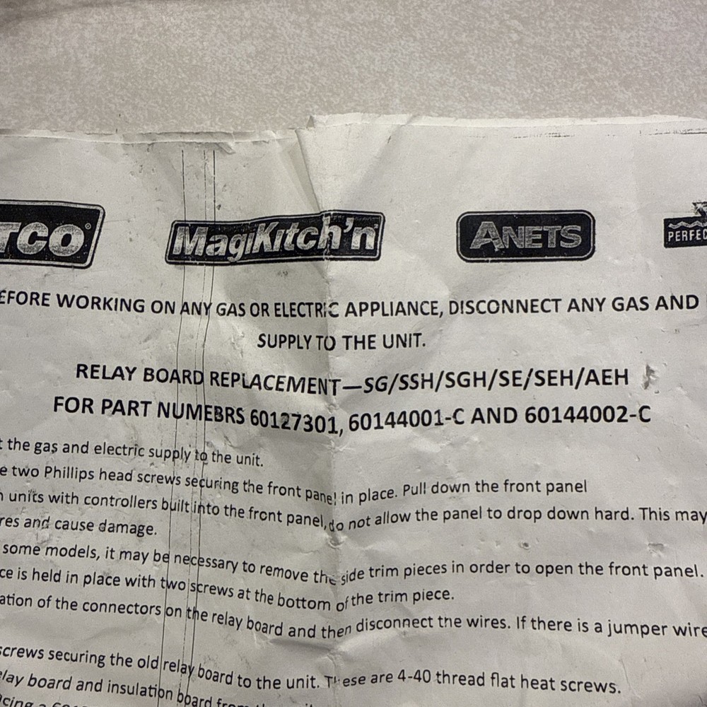 Relay Board for Pitco Part# 60127301