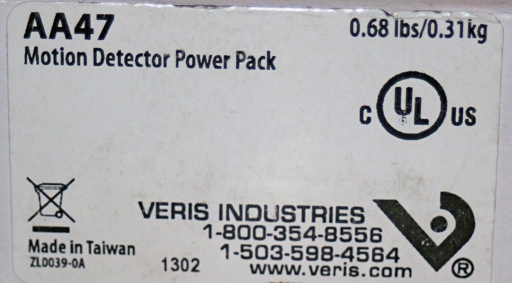 Veris AA47 MSC Series Motion Detector Power Pack NEW