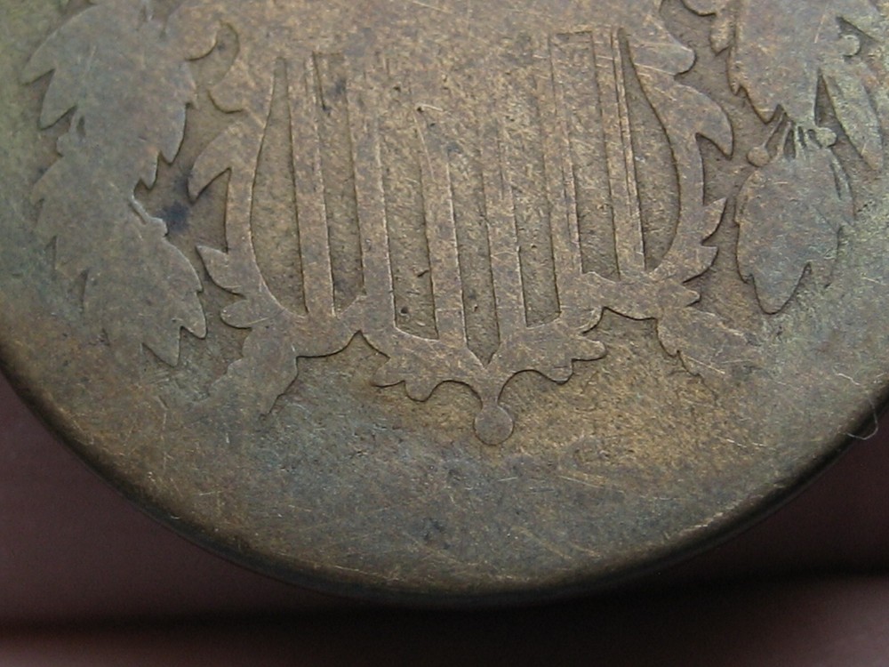 1866 Two 2 Cent Piece- Lowball, About Good Details, Toned