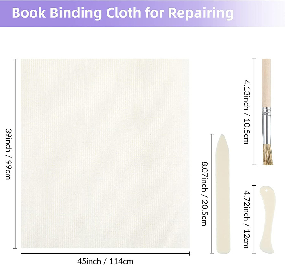 Book Binding Kit, Includes 39 X 45 Inch Book Binding Cloth, 2 Bone Folder Tools,