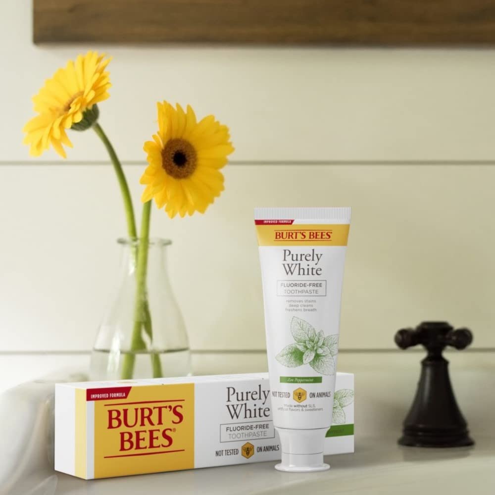 Burt’s Bees Purely White Toothpaste 4.7oz Fluoride-Free Peppermint - 3 Pack