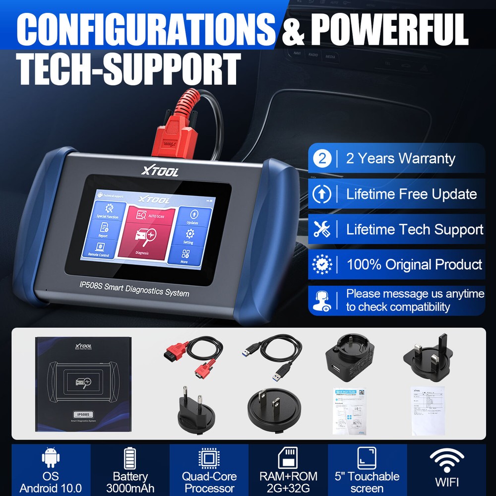 2026 XTOOL IP508S OBD2 Scanner Engine ABS SRS AT EPB Diagnostic Tool Code Reader