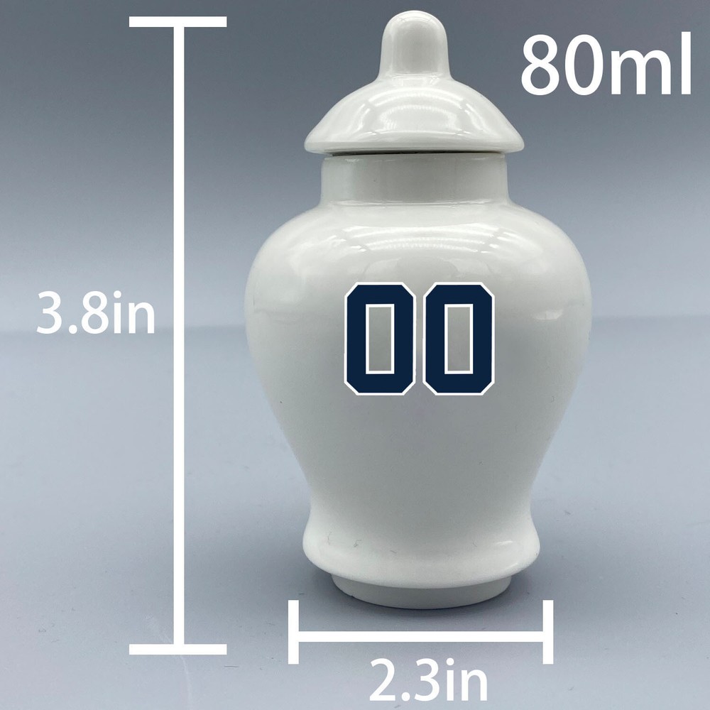 Ceramic Baseball Urn – New York Yankees Theme, Custom Text & Number