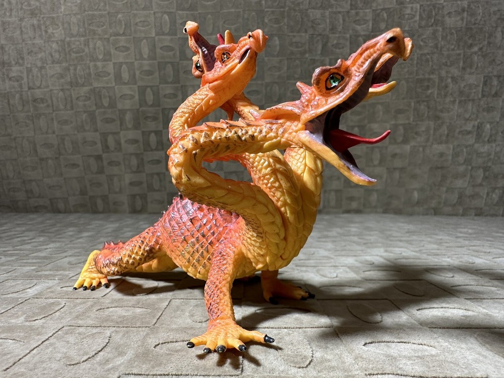 4-Headed Orange Hydra (Dragon) Figure Hard Plastic