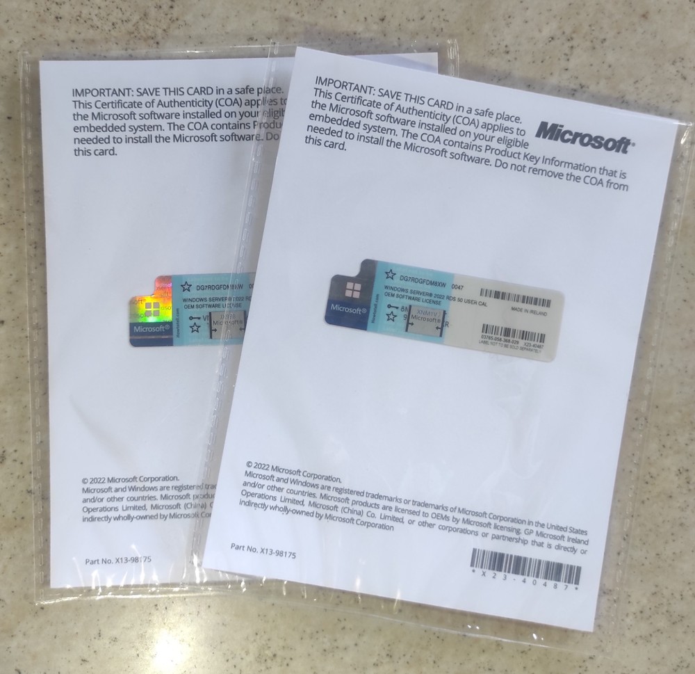 Windows Server Remote Desktop Services 2022 RDS 50 User/Device CAL - Sealed