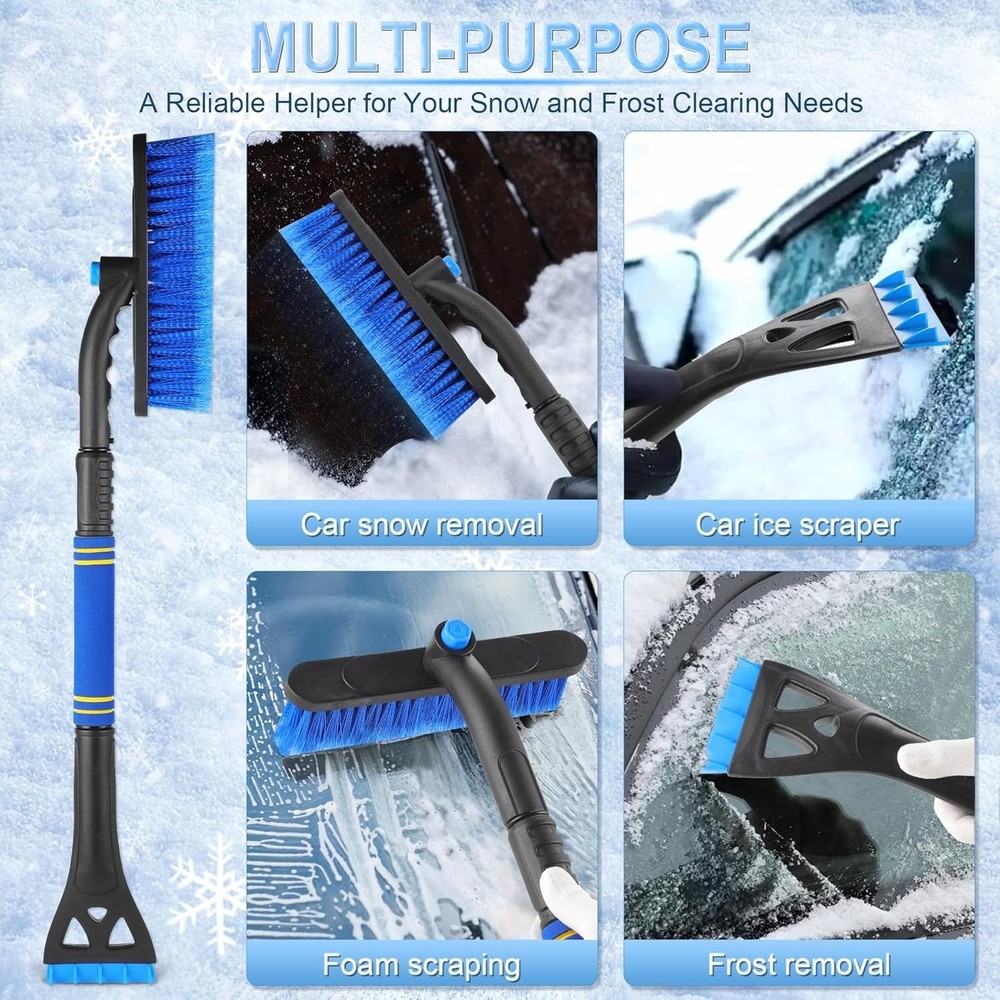 360° Rotating Snow Removal Tool - Heavy-Duty Extendable Ice Scraper for SUVs