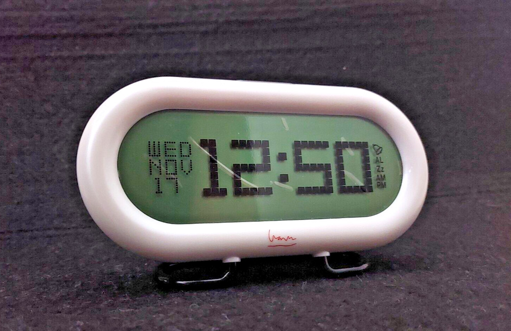 MICHAEL GRAVES DESIGN Postmodern Pearlized White LCD Display Alarm Clock & Date!