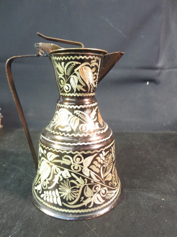 Hand Decorated Copper/Pitcher/Ewer Signed