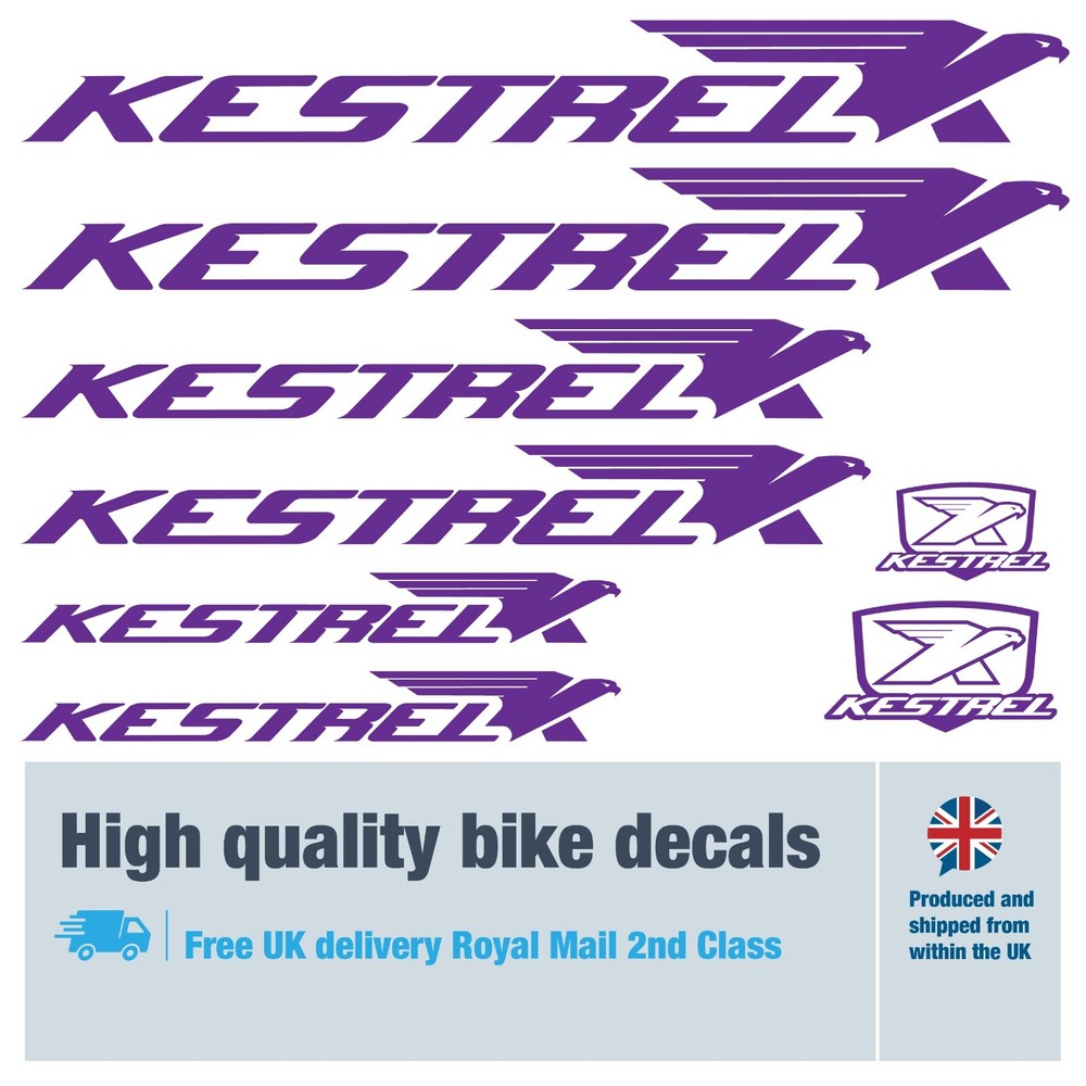 Kestrel solid bike labels / decals , 5+ years external quality (23 pack)