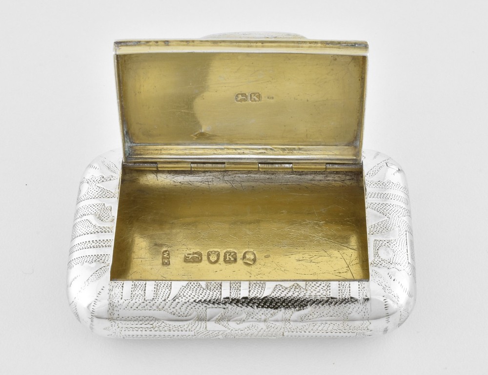 Rare Antique English Georgian Solid Silver Snuff Box, William Edwards, 1805