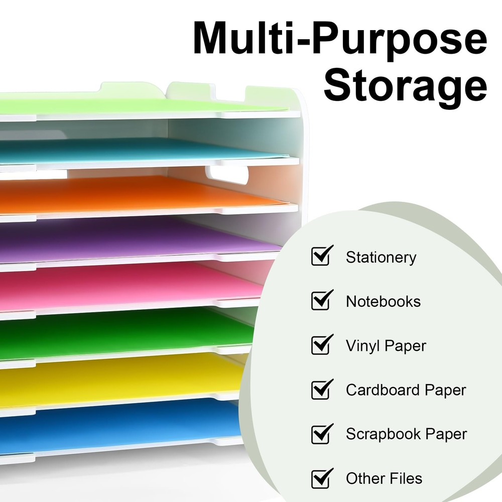12x12 Paper Organizer, 8-Tier Scrapbook Paper Storage, Stackable Desktop File...