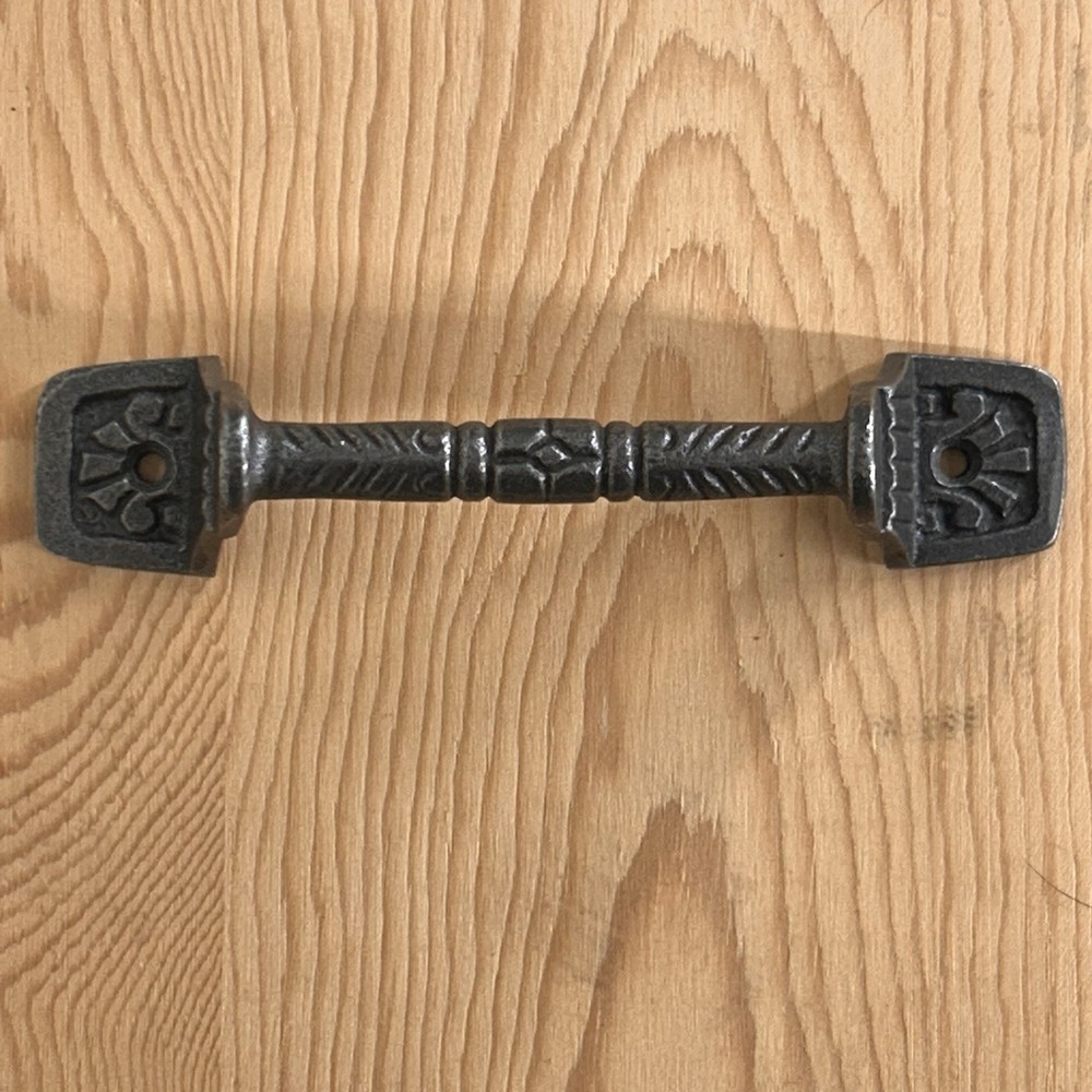 Cast Iron Drawer Cabinet Pulls Rustic Oil Rubbed 2 Pack