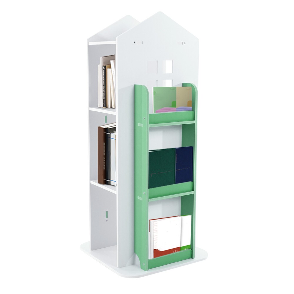 360° Rotating Bookshelf 4-Tier Bookcase Storage Shelf /Freestanding Display Rack
