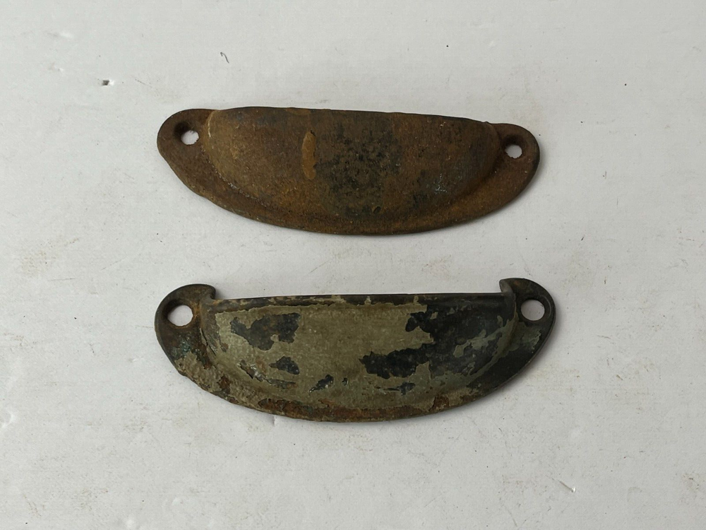 Lot 2 Vintage Metal Drawer Pull Cabinet Handle Cupboard Bin Hardware
