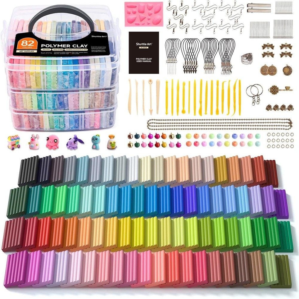Complete Polymer Clay Collection: 82 Colors, 35 Pieces