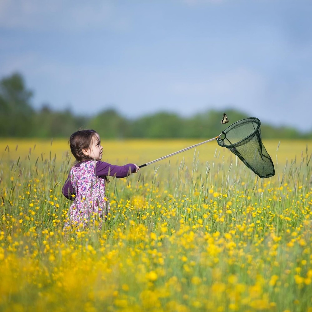 Professional Butterfly Net with 12" Ring, 20" Depth, Extendable Handle to 59"...