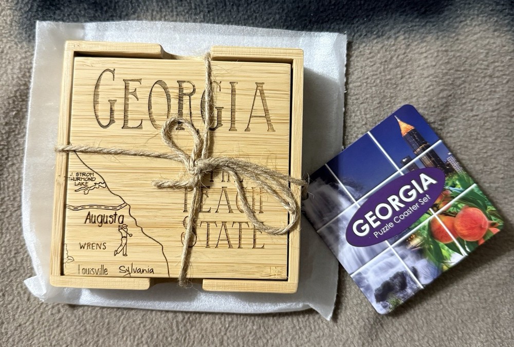 Totallybamboo Georgia Puzzle Coaster Set