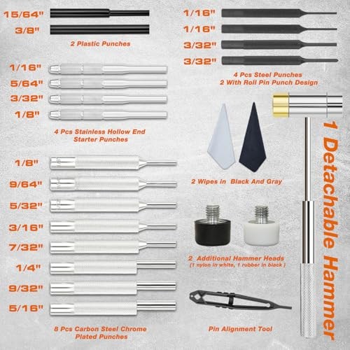 Punch Set, Punch Tools, Roll Pin Punch Set, Made of Solid Without Bench Block