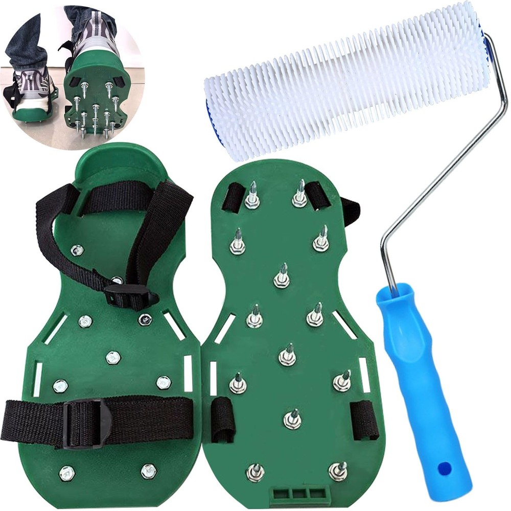 9 Inch Screed Spiked Roller Self Leveling Concrete Epoxy Green