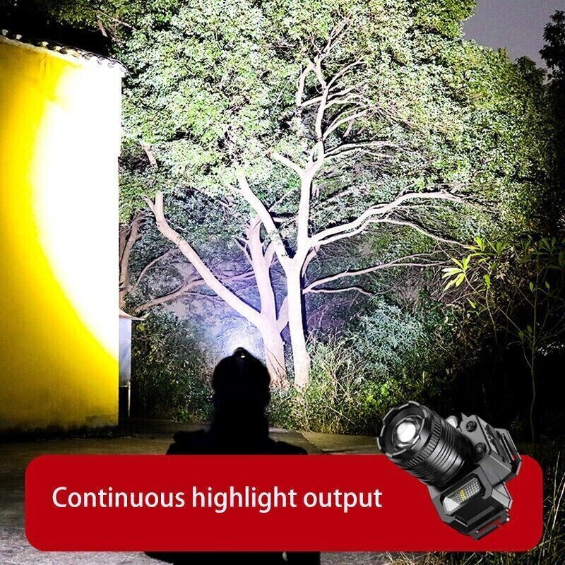 2x Brightest 9900000LM Motion Sensor Headlamp Rechargeable Headlight Flashlight