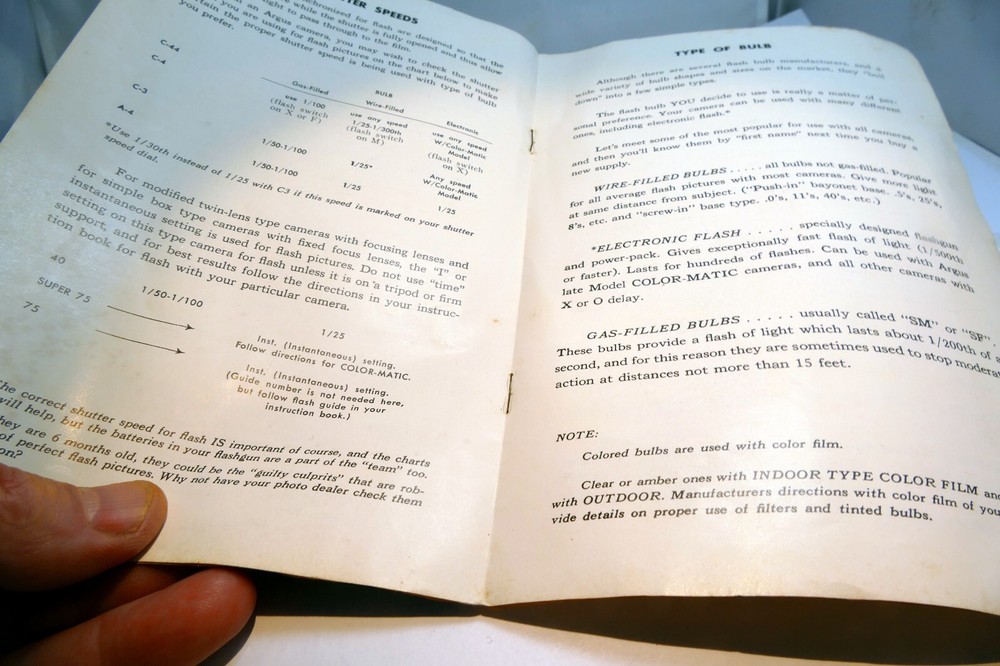 Argus C Cameras Flash Instruction Manual User Guide Book