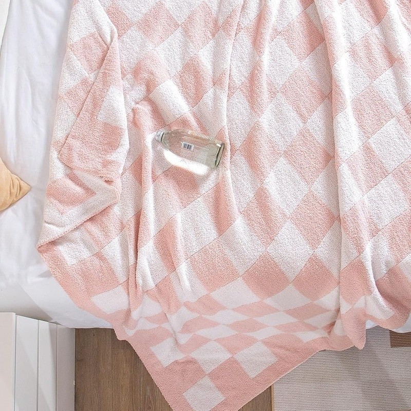Cozy Reversible Checkered Throw Blanket Soft Microfiber Multi Use Gift Idea