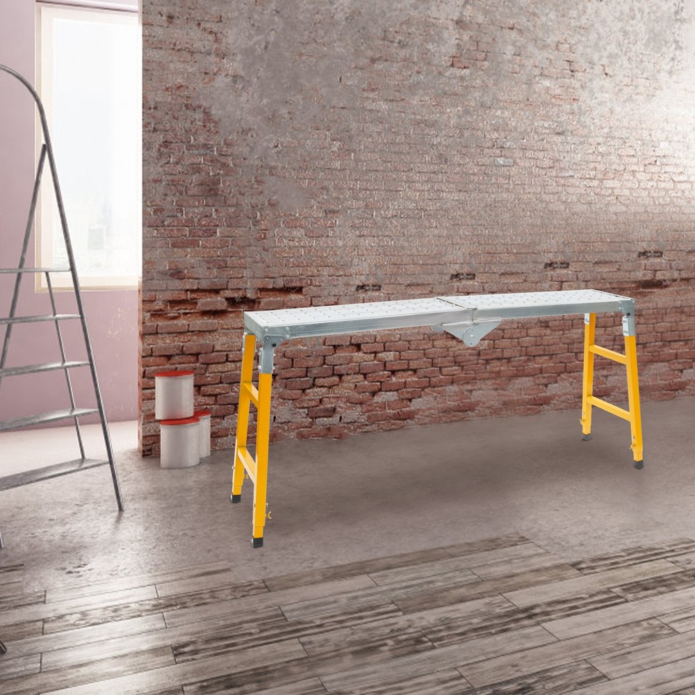 Adjustable Work Platform with Folding Legs, Folding Work Platform for Workshop