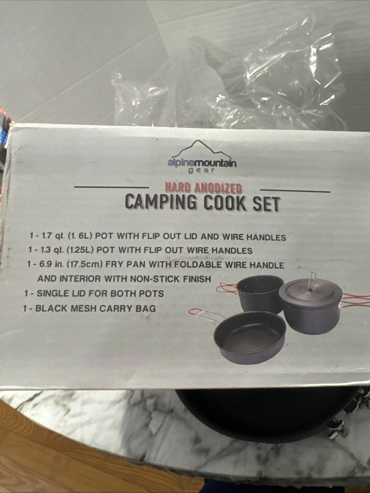3 Piece Backpacker Hard-Anodized Cook Set - Camping Cookware with Carrying Bag