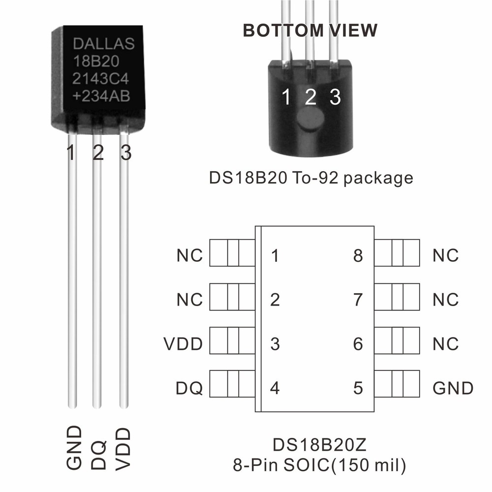 10X DS18B20 Programmable Resolution 1-Wire Interface Technology Single Bus Te...