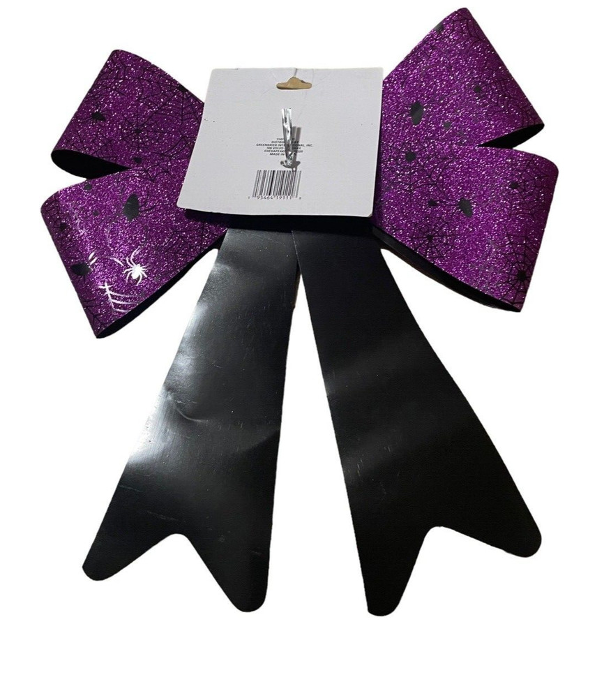 Halloween Glitter Spiderweb Bow Purple Black new